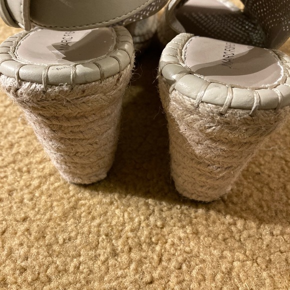 Marc Fisher tan suede espadrille spiked wedge sandals - Picture 11 of 11